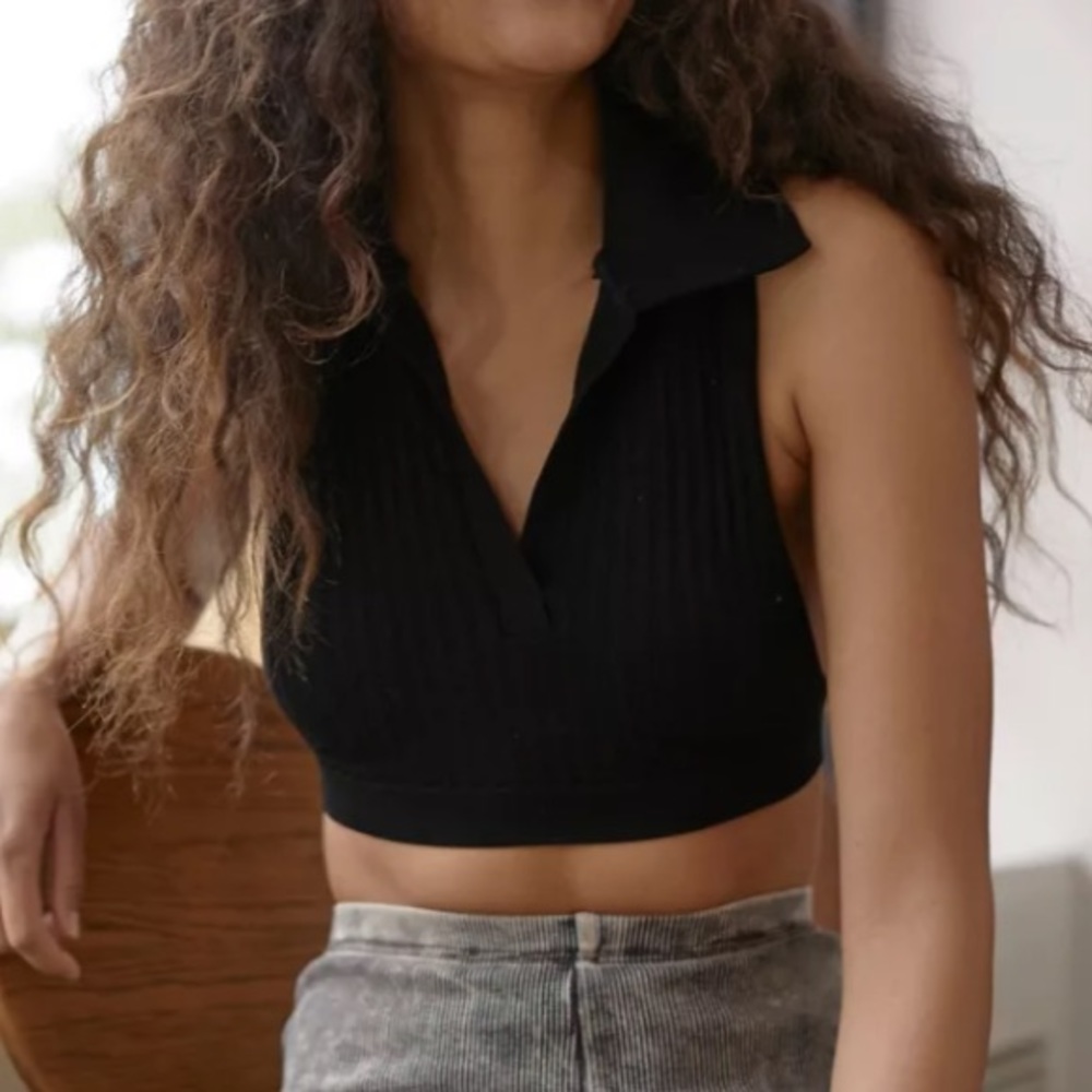 Urban Outfitters Out From Under Point Collar Bra Top Black Size XL